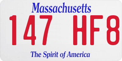 MA license plate 147HF8