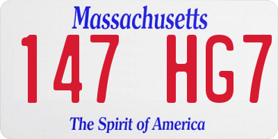 MA license plate 147HG7
