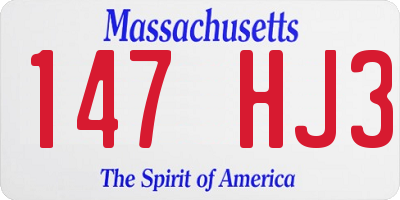 MA license plate 147HJ3