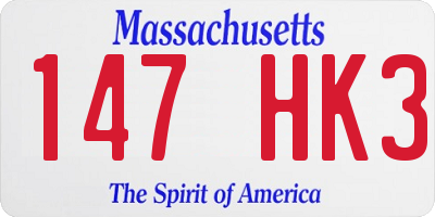 MA license plate 147HK3