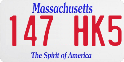 MA license plate 147HK5