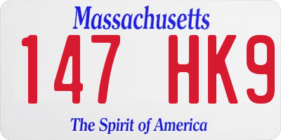 MA license plate 147HK9