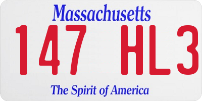 MA license plate 147HL3