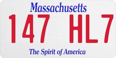 MA license plate 147HL7