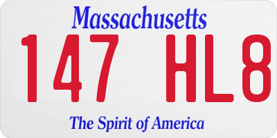 MA license plate 147HL8
