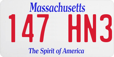 MA license plate 147HN3