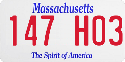 MA license plate 147HO3