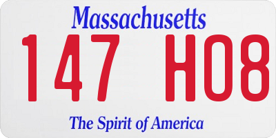 MA license plate 147HO8