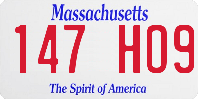 MA license plate 147HO9