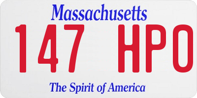 MA license plate 147HP0