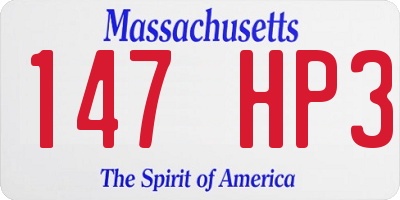MA license plate 147HP3