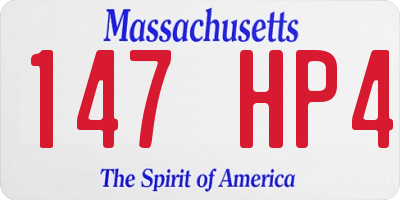 MA license plate 147HP4