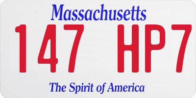 MA license plate 147HP7
