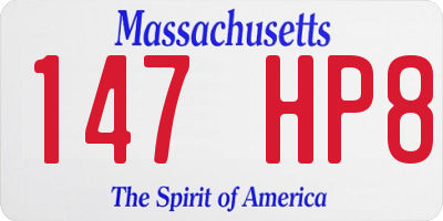 MA license plate 147HP8