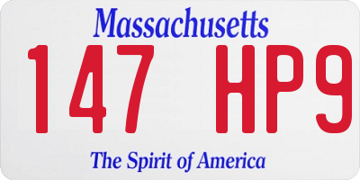 MA license plate 147HP9