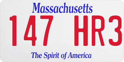 MA license plate 147HR3