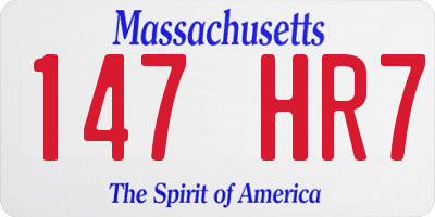 MA license plate 147HR7