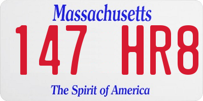 MA license plate 147HR8