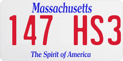 MA license plate 147HS3