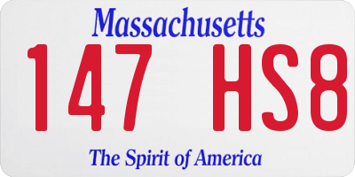 MA license plate 147HS8
