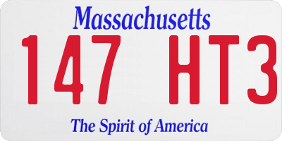MA license plate 147HT3