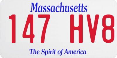 MA license plate 147HV8