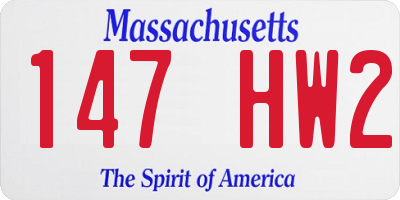 MA license plate 147HW2