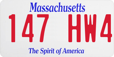 MA license plate 147HW4