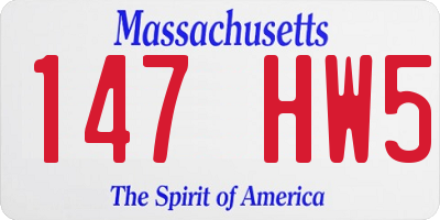 MA license plate 147HW5