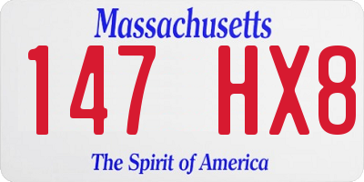 MA license plate 147HX8