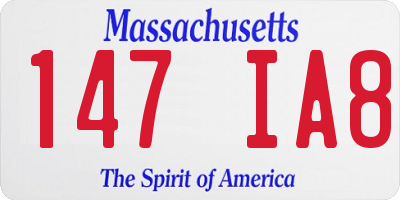 MA license plate 147IA8