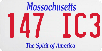MA license plate 147IC3