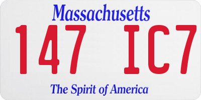 MA license plate 147IC7