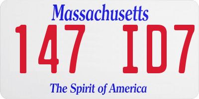 MA license plate 147ID7