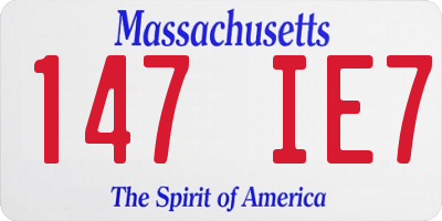MA license plate 147IE7