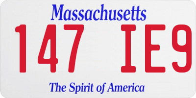 MA license plate 147IE9