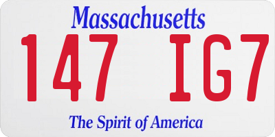 MA license plate 147IG7