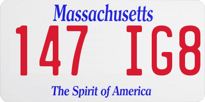 MA license plate 147IG8