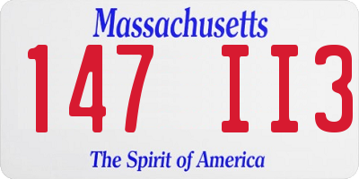 MA license plate 147II3
