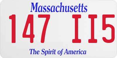 MA license plate 147II5