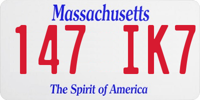 MA license plate 147IK7