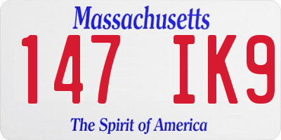 MA license plate 147IK9