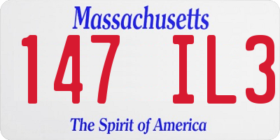 MA license plate 147IL3