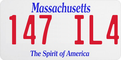 MA license plate 147IL4
