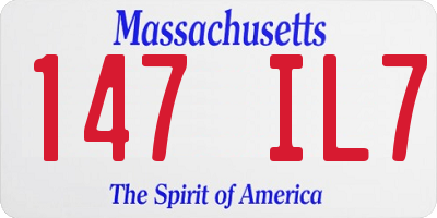 MA license plate 147IL7