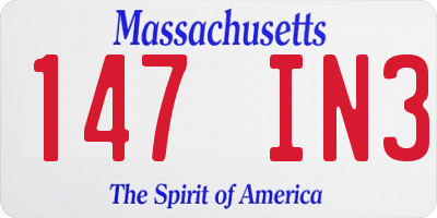 MA license plate 147IN3