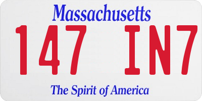 MA license plate 147IN7