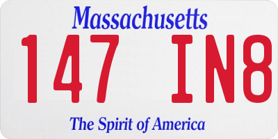 MA license plate 147IN8