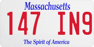 MA license plate 147IN9