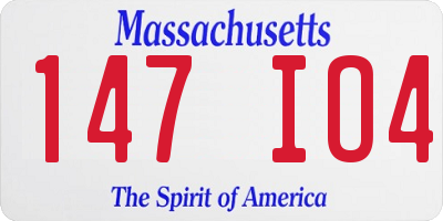MA license plate 147IO4